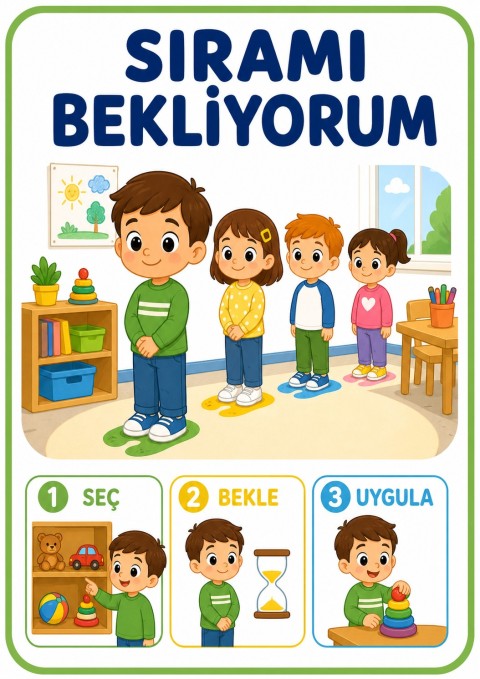 Sırayı Bekleyen Çocuklar: Eğlenceli Eğitim Materyali