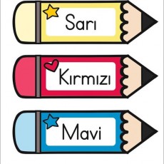 Renkler ve Kalemler: SARI, KIRMIZI, MAVİ