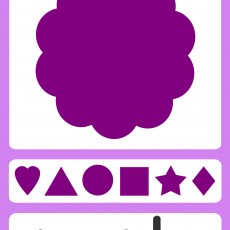 Purple Color and Shapes Learning Card with Five Shapes and Text