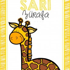 SARI (S sesli, R sessiz, I sesli) MÜRAFA (M sessiz, Ü sesli, R sessiz, A sesli, F sessiz, A sesli) - Eğitici Giraffe Temalı Kart