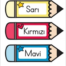 Renkler - Sari, Kirmizi, Mavi - Eğitim Materyali
