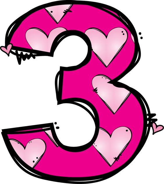 3 (Üç) - Pembeli Kalpla Süslenmiş Sayı Görseli