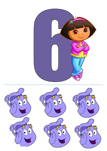 Dora the Explorer with Number 6 and Backpack Characters