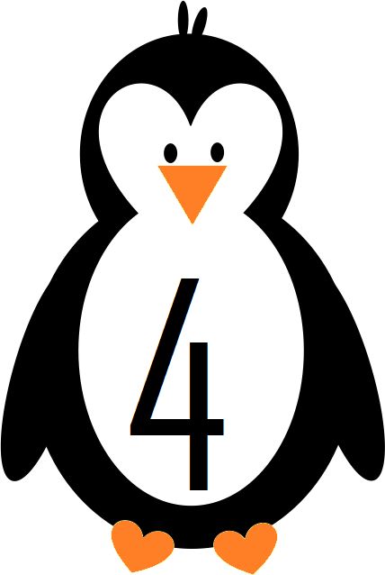 Penguin with Number Four (4) - Educational Counting and Animal Recognition