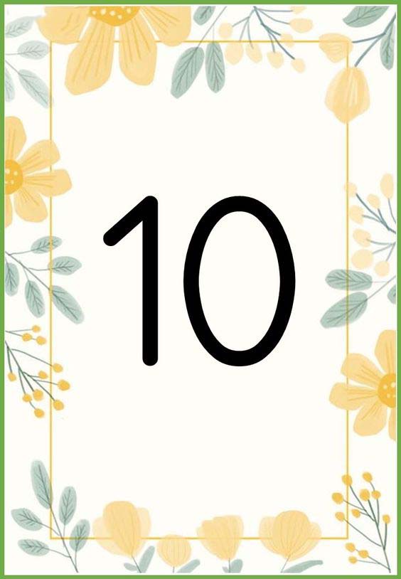 Çiçekli Çerçeve İçinde 10 Sayısı - On