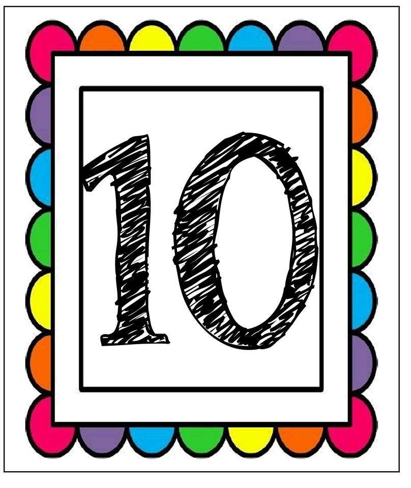 10 (on) Renkli Çizim - Sayı Eğitimi Materyali