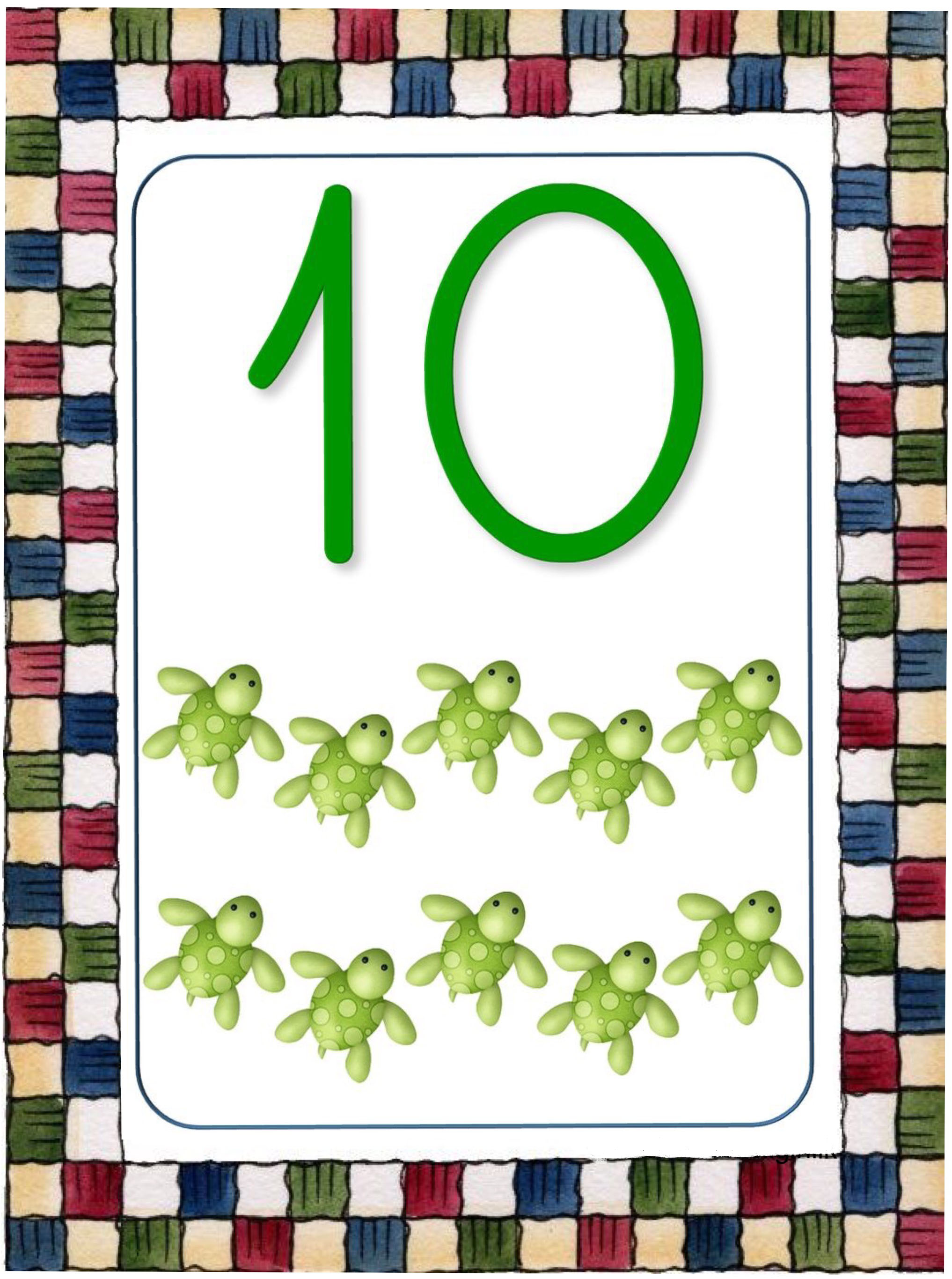 10 (On) Yeşil Kaplumbağa Sayma Kartı