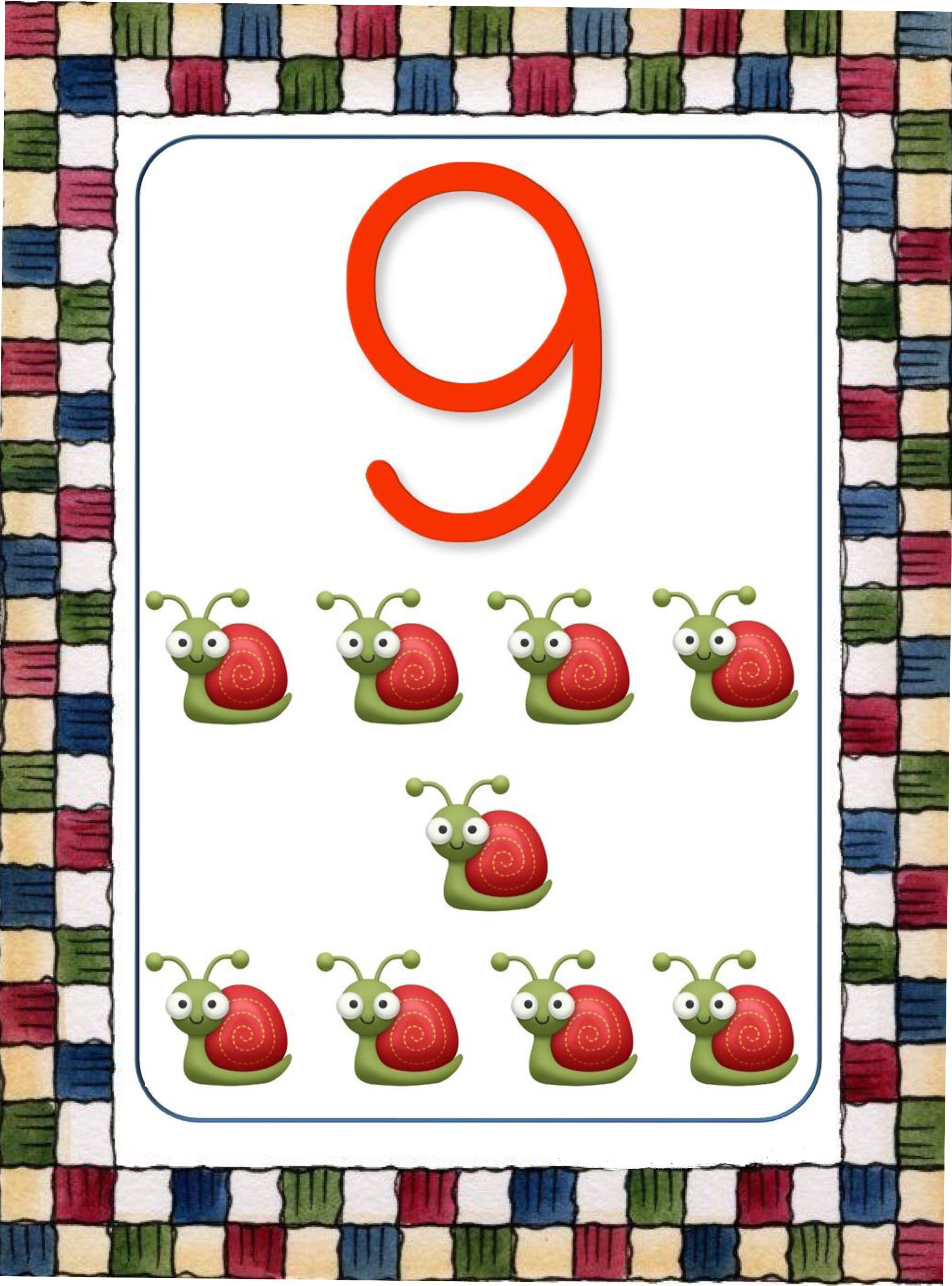9 Snails Counting Educational Material