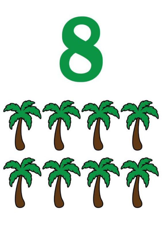 8 Palm Trees Visual Counting Activity