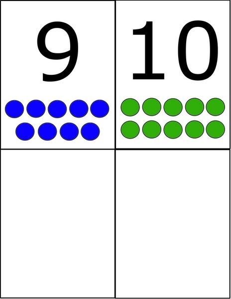 Rakamlar ve Renklerle Sayma: 9 (dokuz) Mavi ve 10 (on) Yeşil Daireler