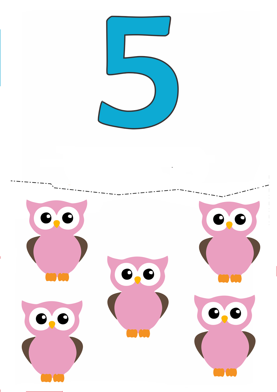 Beş Sevimli Baykuş: 5 (sayı) ve 5 adet pembe baykuş