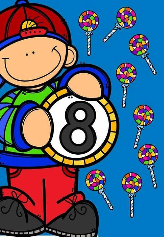 Çocuk ve 8 Rakamı ile Şekerler: Renkli Eğitim Materyali