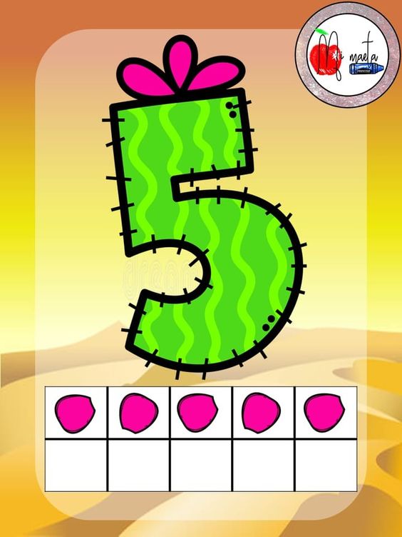 5 SAYISI VE PINK RENKLİ ŞEKİLLER - EĞİTİCİ GÖRSEL