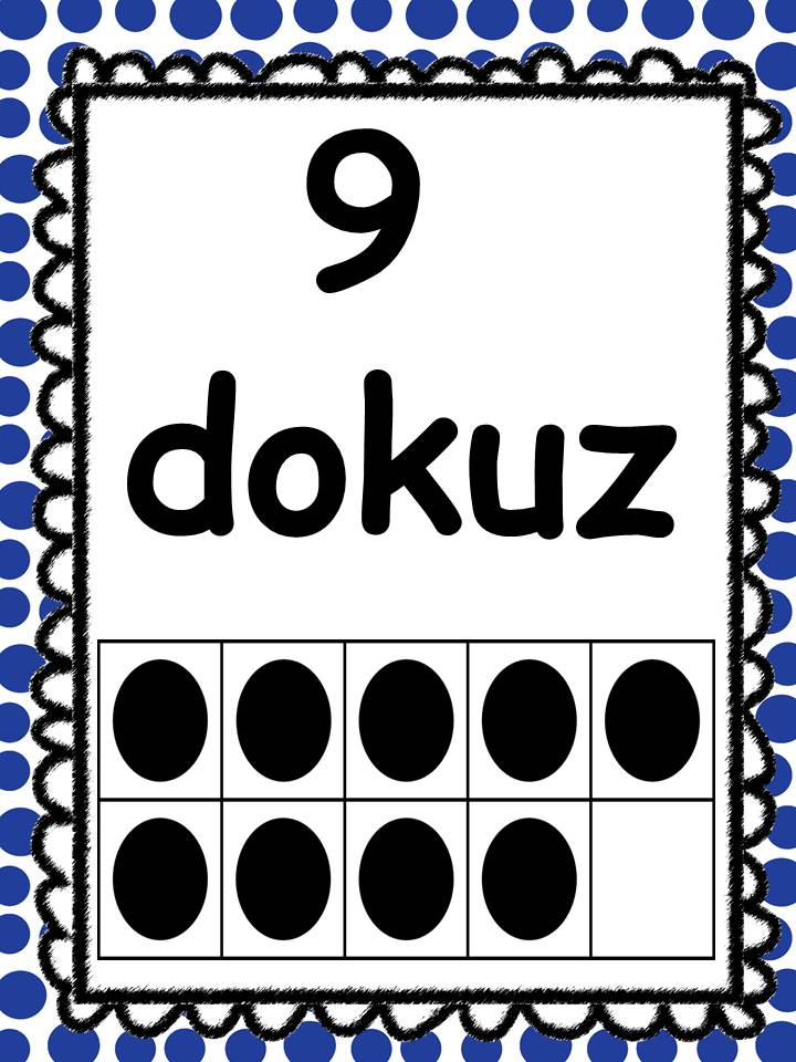 9 Dokuz - Sayı Öğrenme Kartı