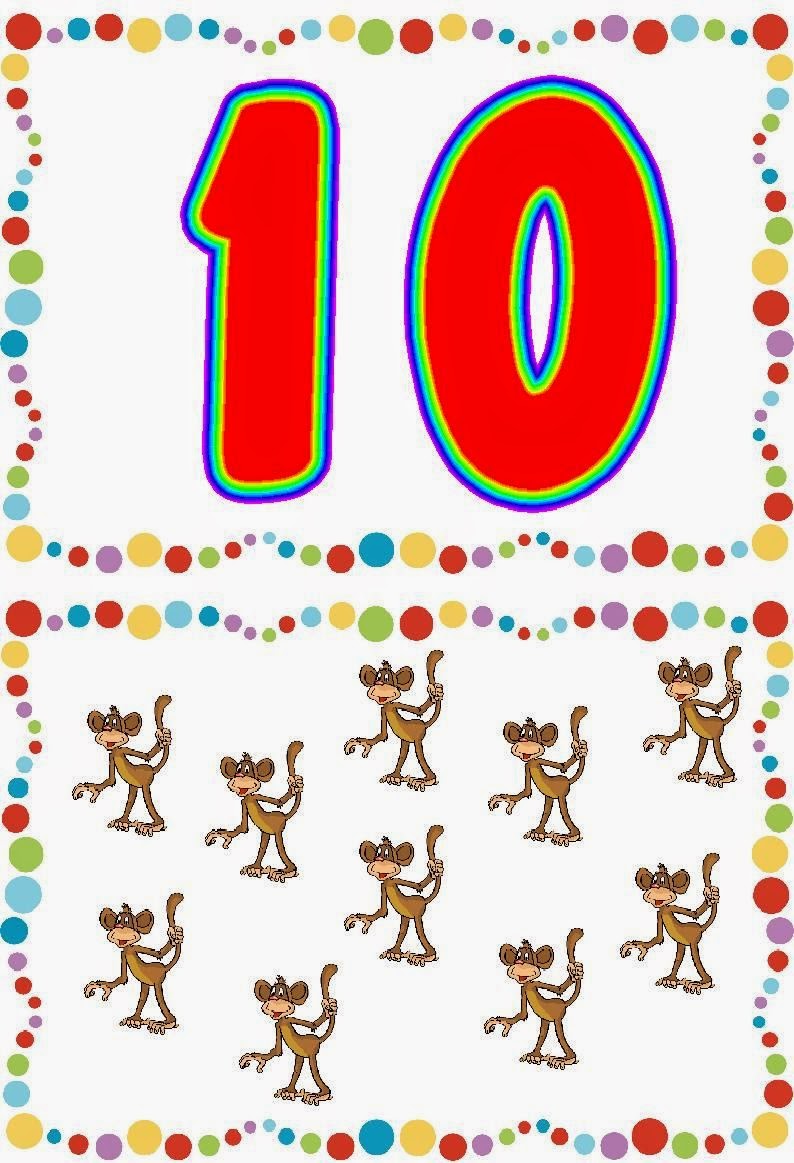 10 Sayısı ve 10 Maymun İllüstrasyonu