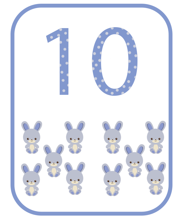 10 (On) Sevimli Tavşan Sayma Kartı