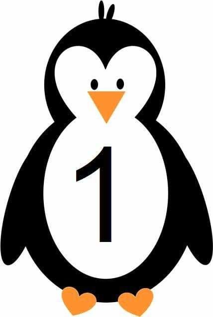 Penguin with Number 1 - Educational Counting for Kids