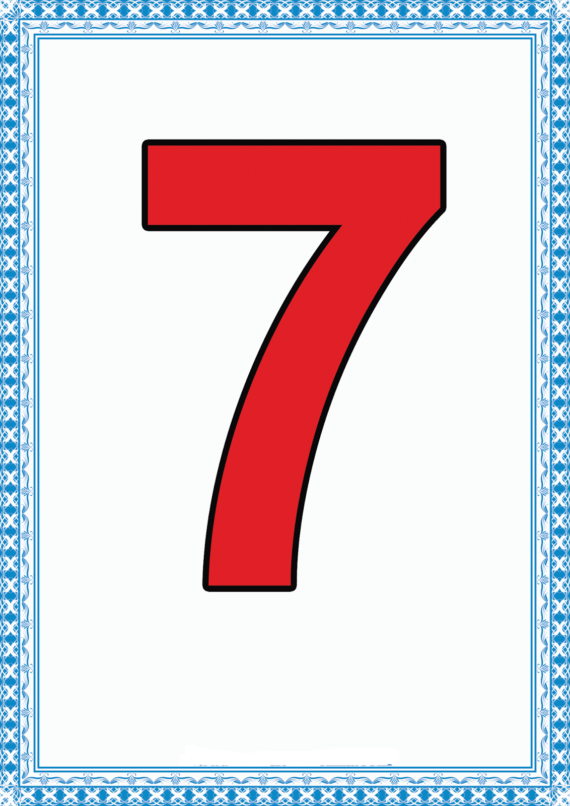 Kırmızı Rakam 7 - Numbers Learning Material (Yedi)
