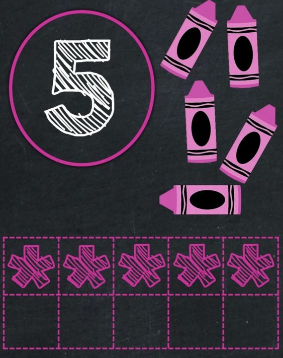 Five Pink Crayons Educational Activity with Shapes