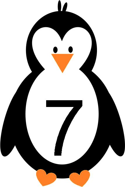 Penguin Figure with Number 7 - Educational Mathematics Illustration