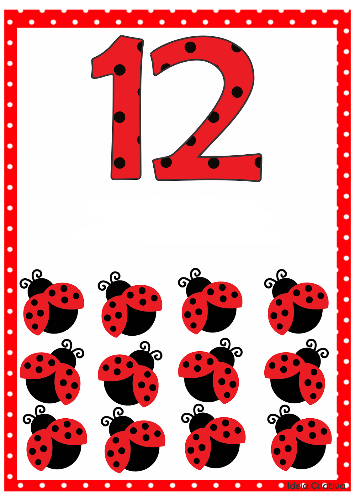 12 Red Ladybugs Counting Activity