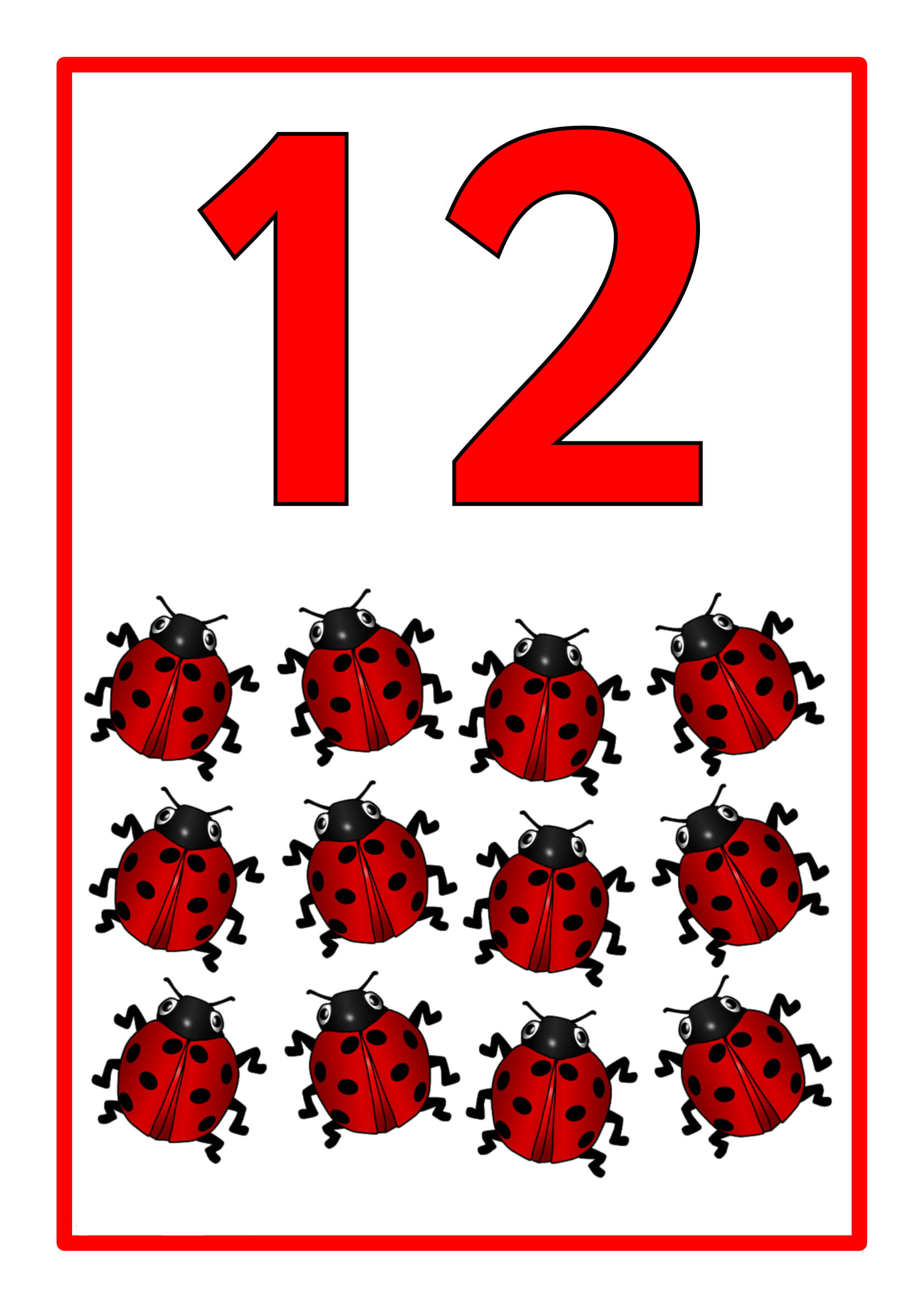 12 Ladybugs Counting Educational Material