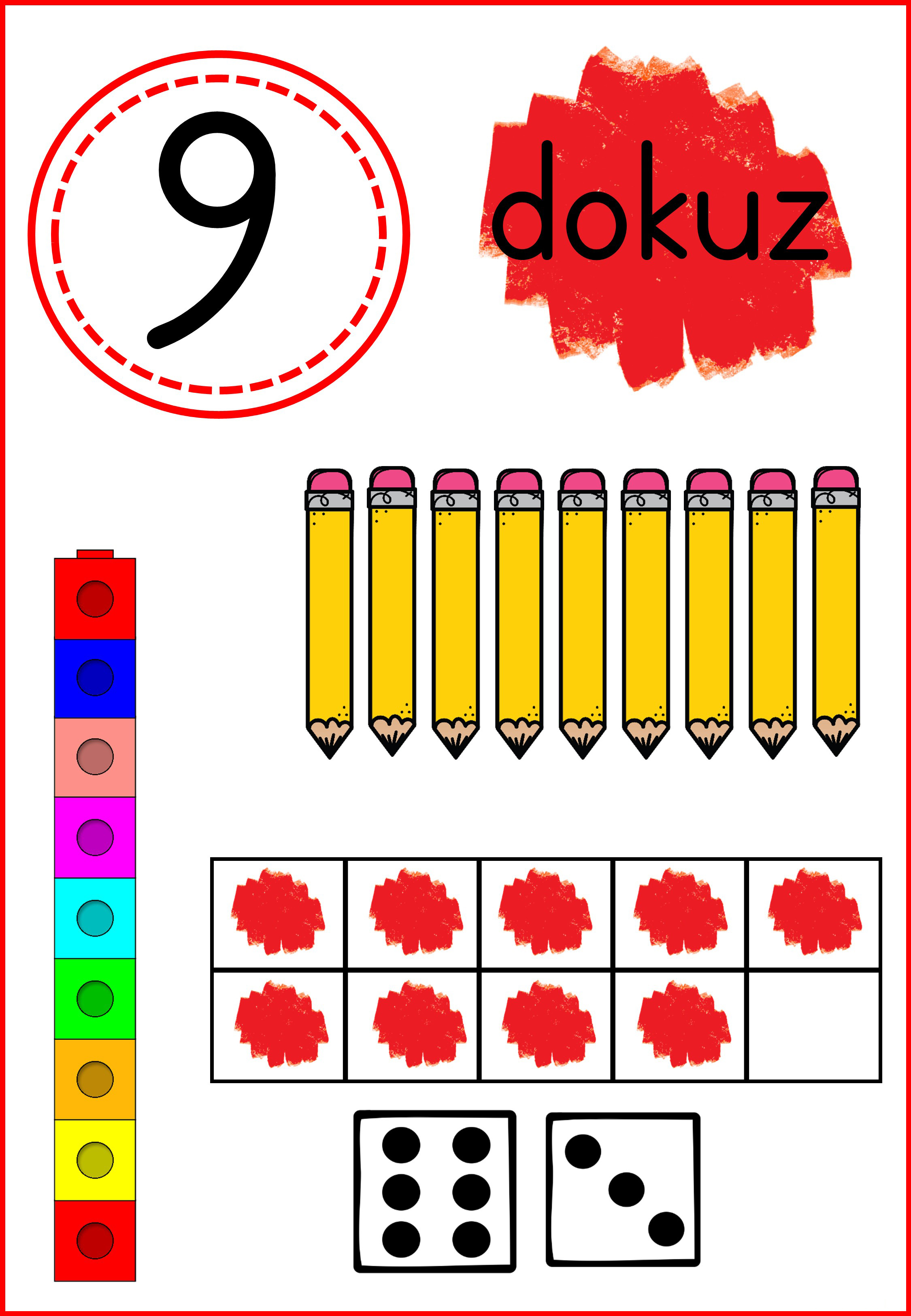 Eğitsel Materyal: 9 (Dokuz) Sayısı ve Nesnelerle Sayma Etkinliği