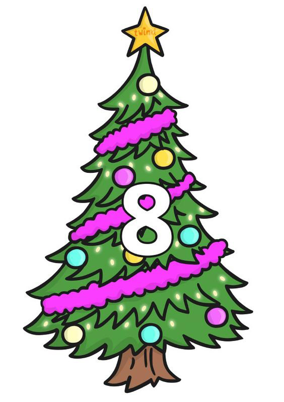 Çocuklar İçin Boyama Etkinliği: 8 Sayılı Noel Ağacı