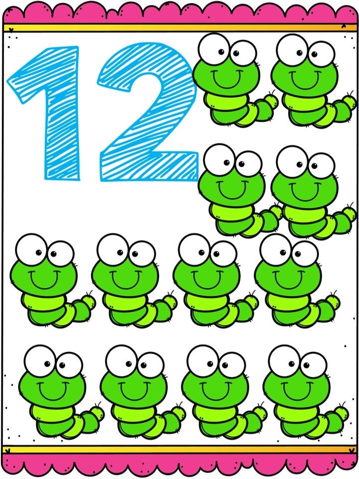 12-Numbered Educational Visual with Green Worm Illustrations