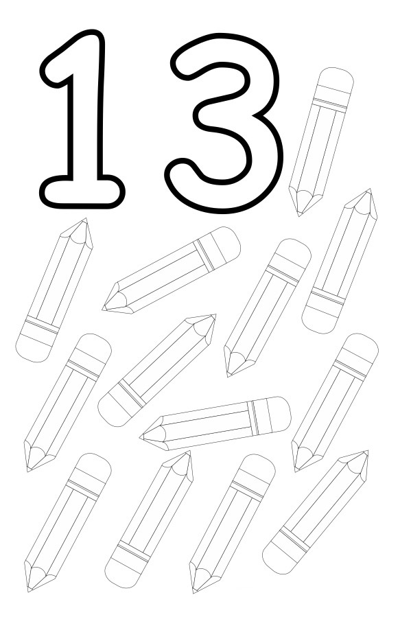 13_Rakamı ve Kalemler_Eğitsel_Ve_Renkli_Ders_Materyali