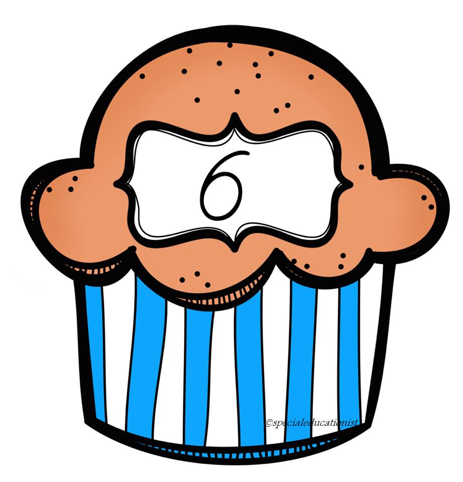 Muffin İllüstrasyonu - 6 Sayısı ve Mavi Beyaz Çizgiler