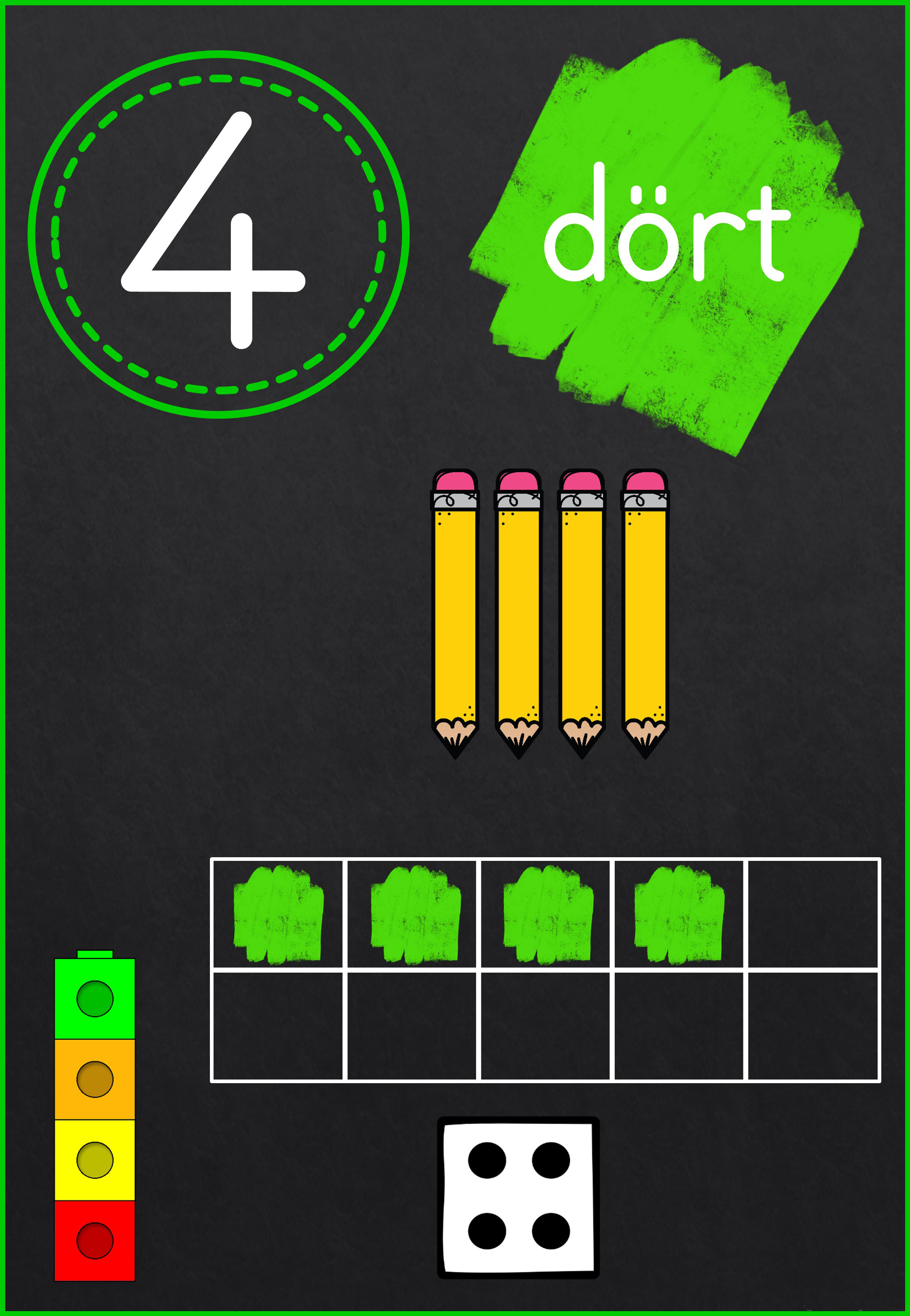 Dört Sayısı ve Kalemler: 4 (Dört) Eğitim Materyali