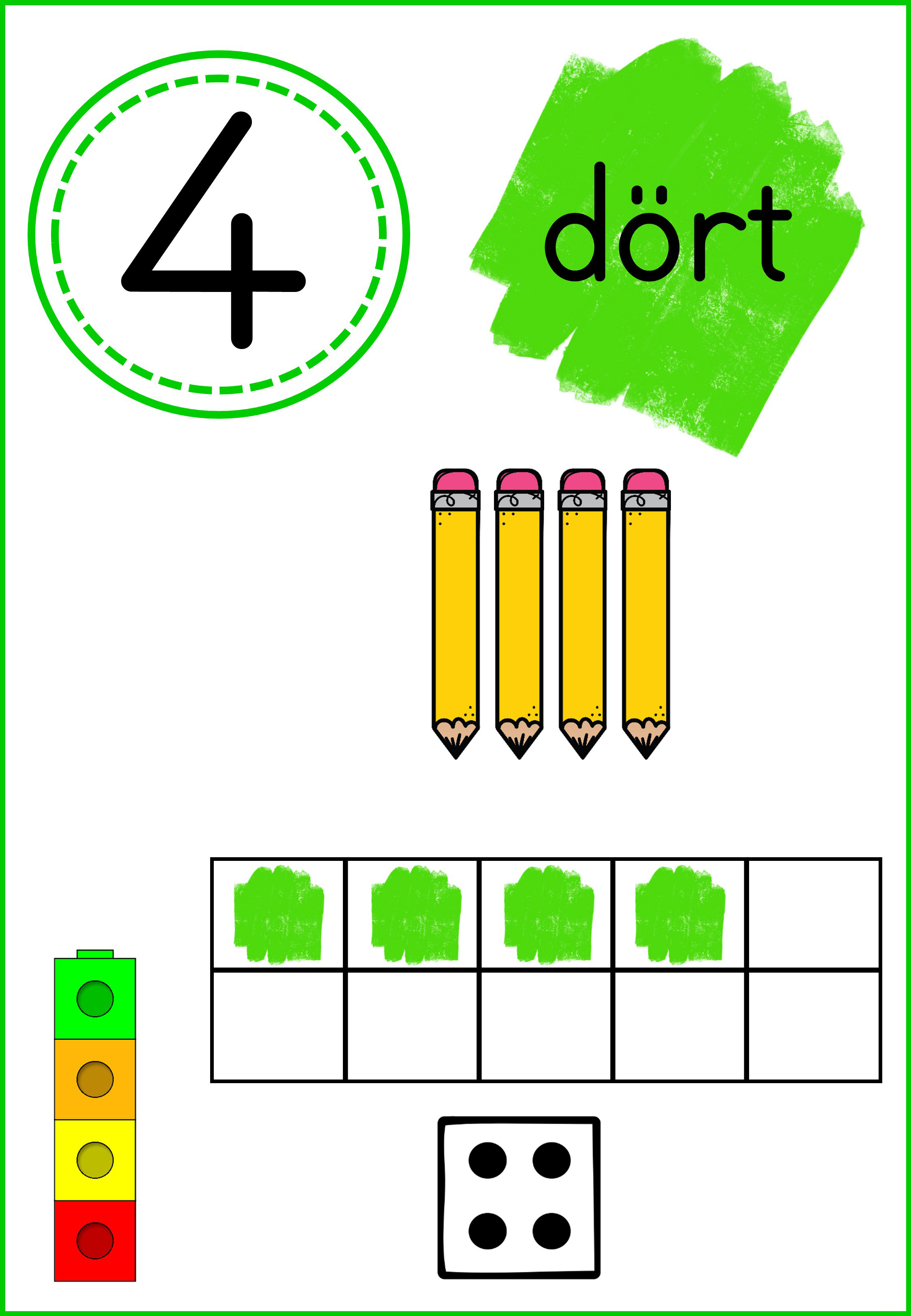 Matematik Öğrenme Materyali: Dört ve Sayılar