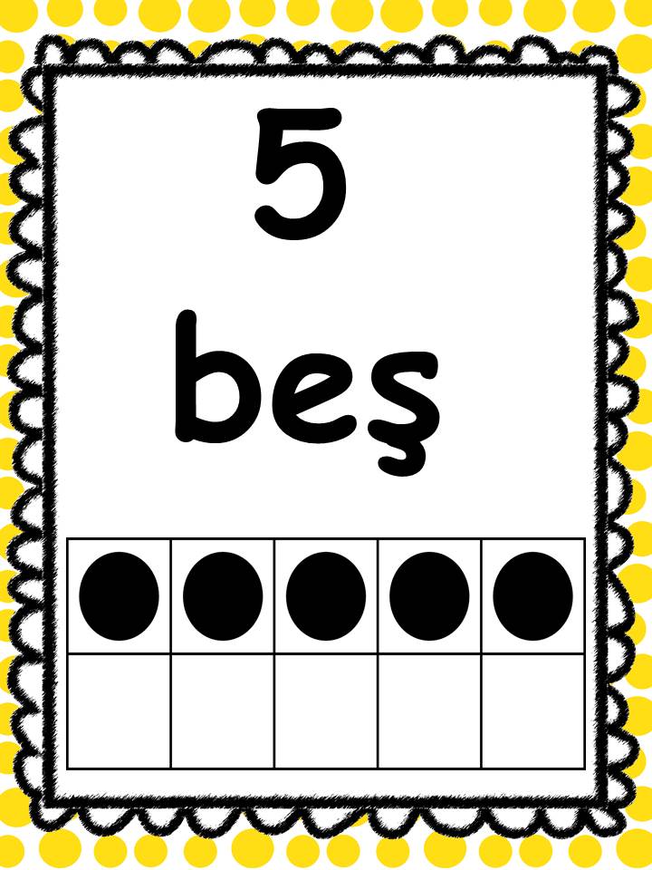 5 Beş: Sayı ve yazı öğrenme materyali