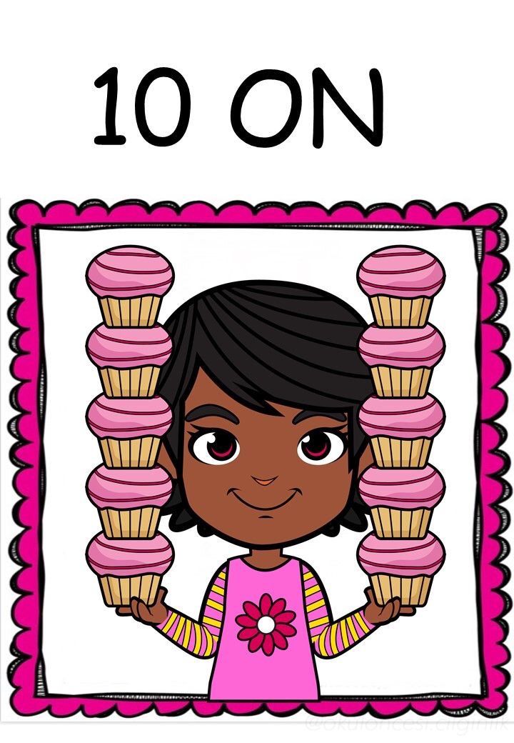 10 ON - Cupcake Counting Educational Illustration