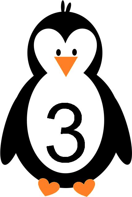 Penguin with Number 3 - Eğitici Materyal