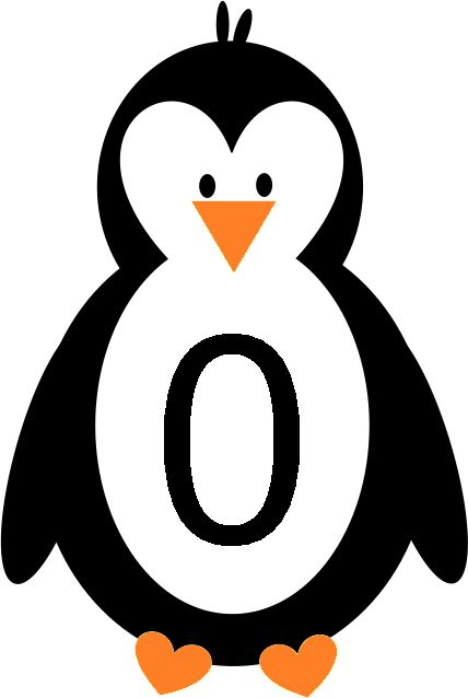 Penguin Character with Number 0: Educational Visual for Early Childhood Learning
