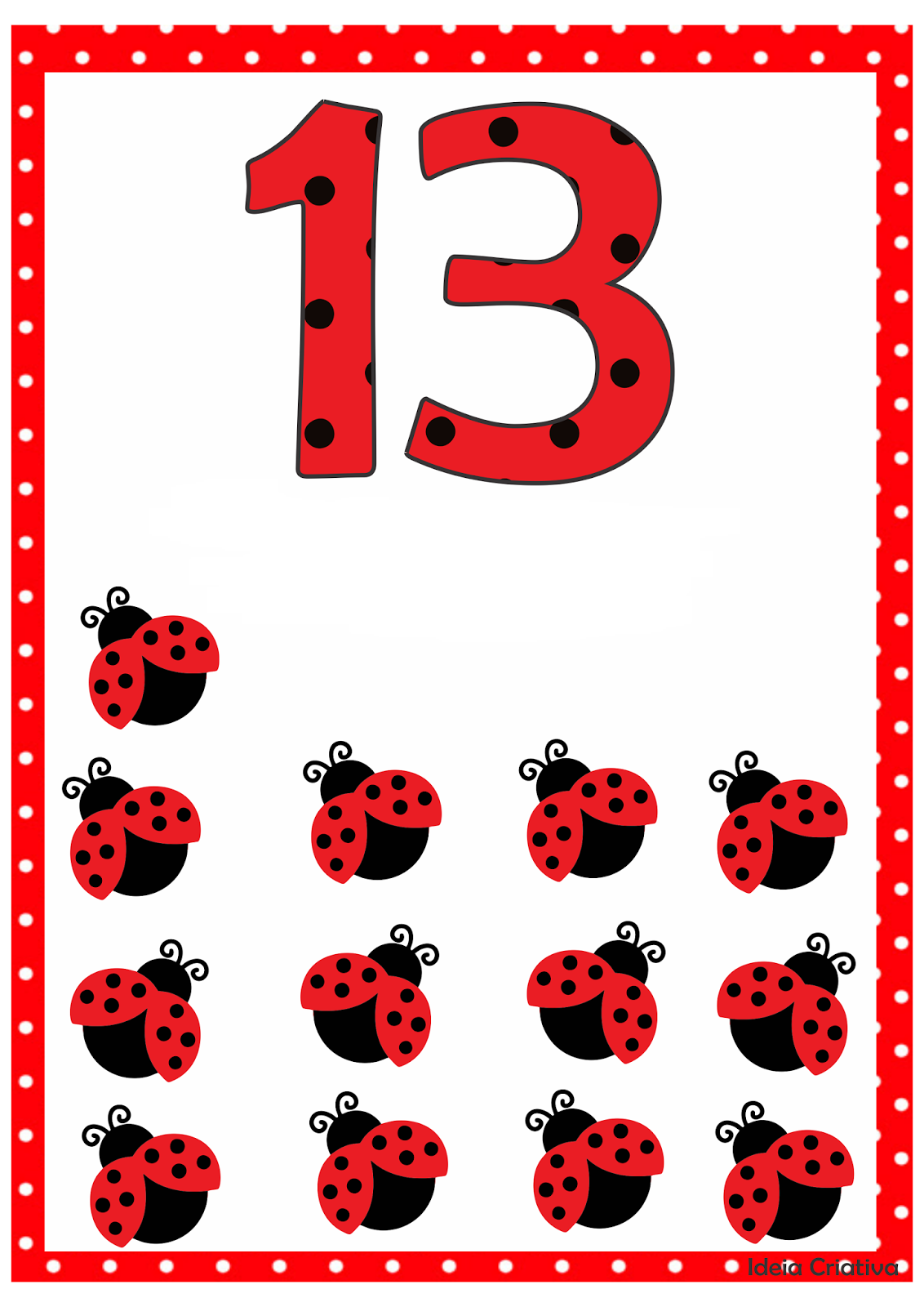 13 Red Ladybugs Counting Activity