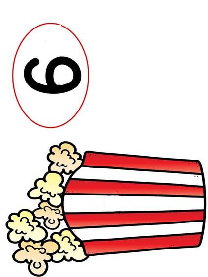 6 Popcorn Illustrations with Letter O - Educational Material