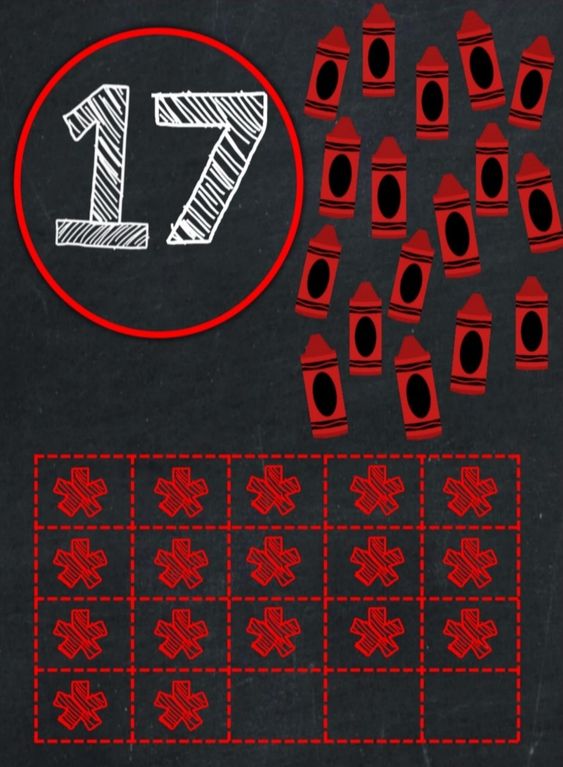 17 Sayısı ve Kırmızı Sprey Boya İkonlarıyla Matematik Öğrenimi