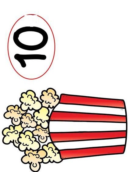 Popcorn Image with Number 10 - Learning about Snacks and Numbers