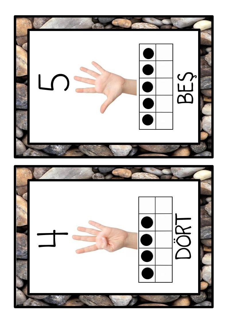 Sayı Öğrenme Kartı: 5 (BEŞ) ve 4 (DÖRT)