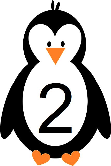 Penguin Illustration with Number 2 - Eğitici İçerik