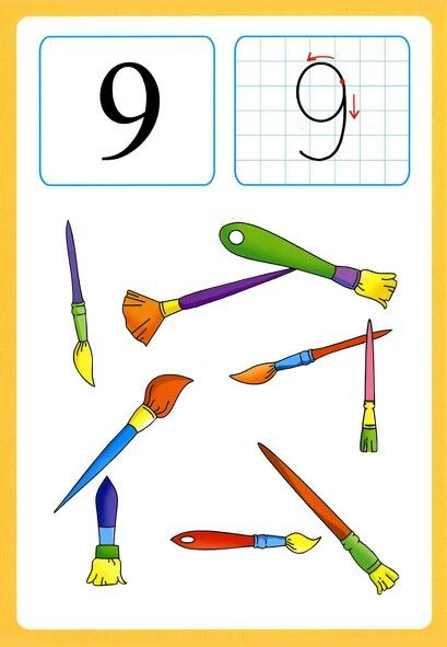 Renkli Fırçalar ve Sayı Dokümanı: 9 (Dokuz)