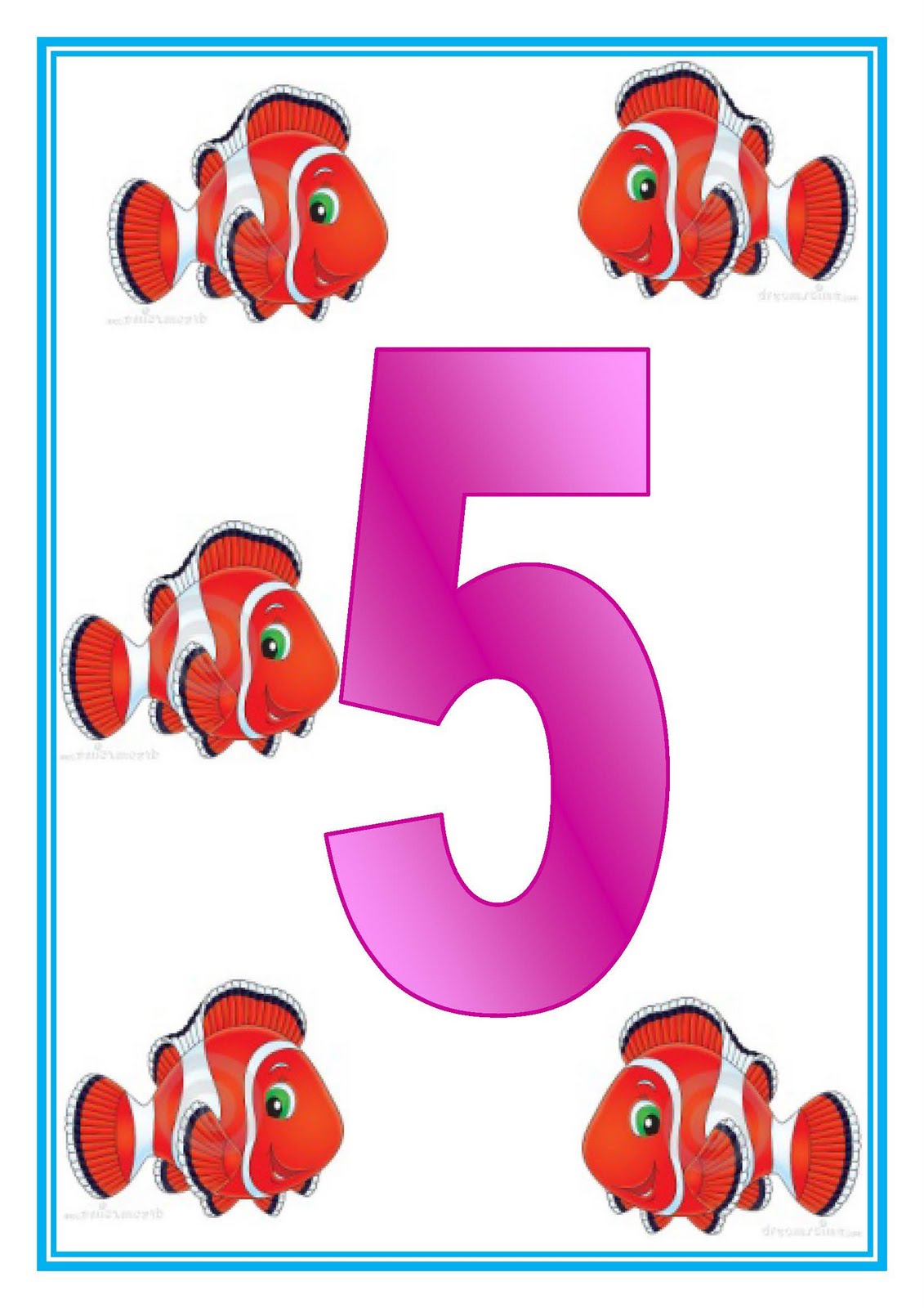 Counting 5 Colorful Clownfish for Children