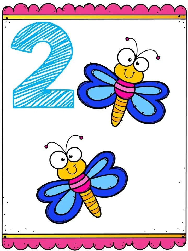Eğlenceli Eğitici Sayı 2 ile İki Renkli Kelebekler