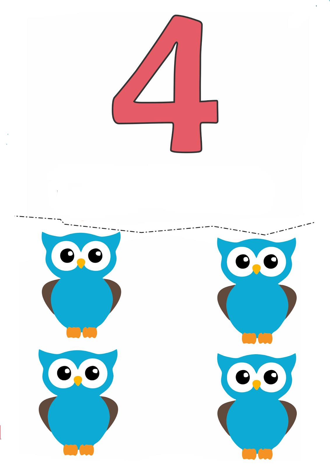 Renkli Baykuşlar ve Sayılar: 4 (Dört)