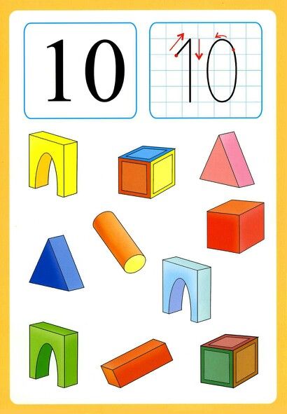 10 Sayısını Öğrenme ve Geometrik Şekiller Eğitici Kartı
