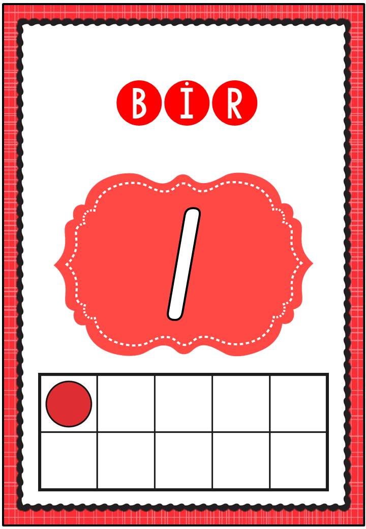 Bir Rakam Öğrenme Materyali - 1 (BİR)