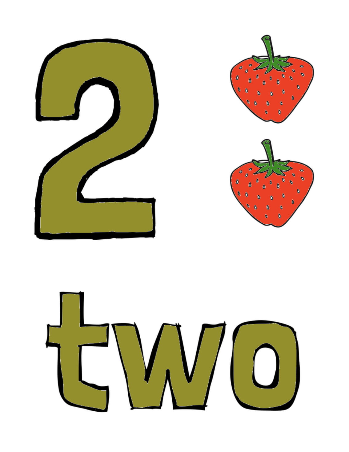 Two Strawberries - Educational Number Learning Material